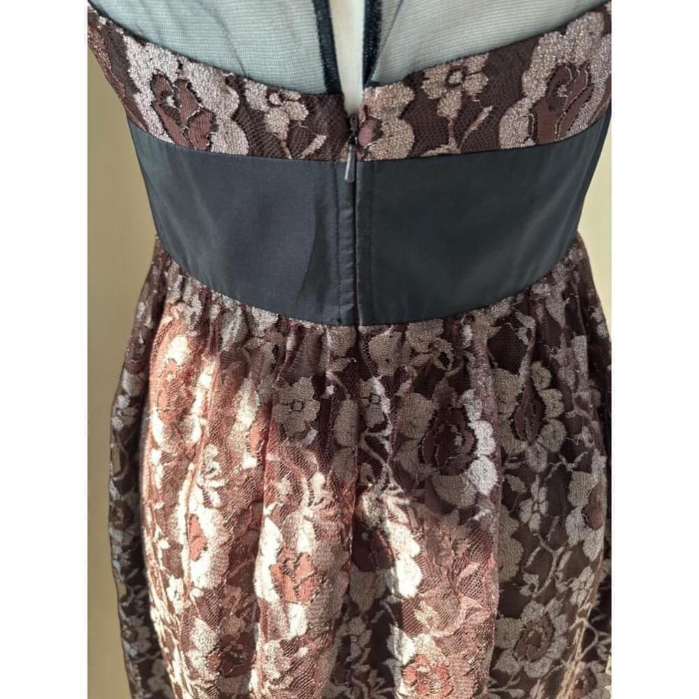 Brown floral print lace ANTHROPOLOGIE FROCK! BY TRACY REESE A-line dress size 8 - Picture 9 of 14